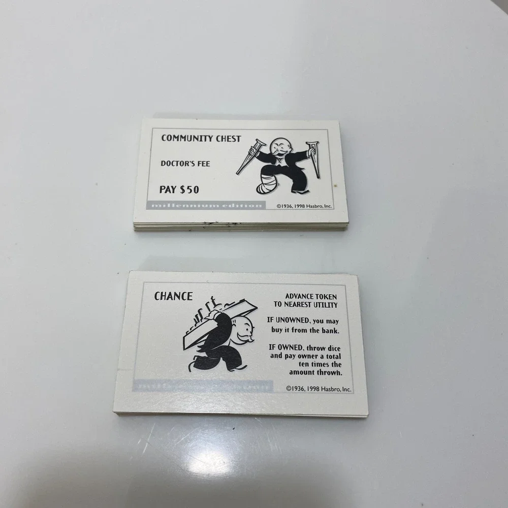 Monopoly Millenium Edition Replacement Chance Community Chest‎ Cards Vintage